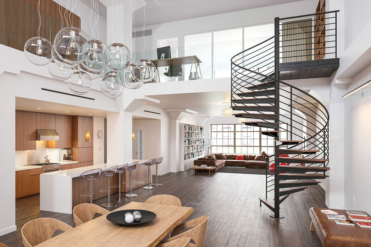 home with spiral staircase in Los Angeles